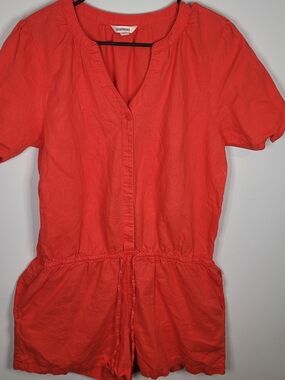Goodthreads Coral Short Sleeve Romper Linen Size 14